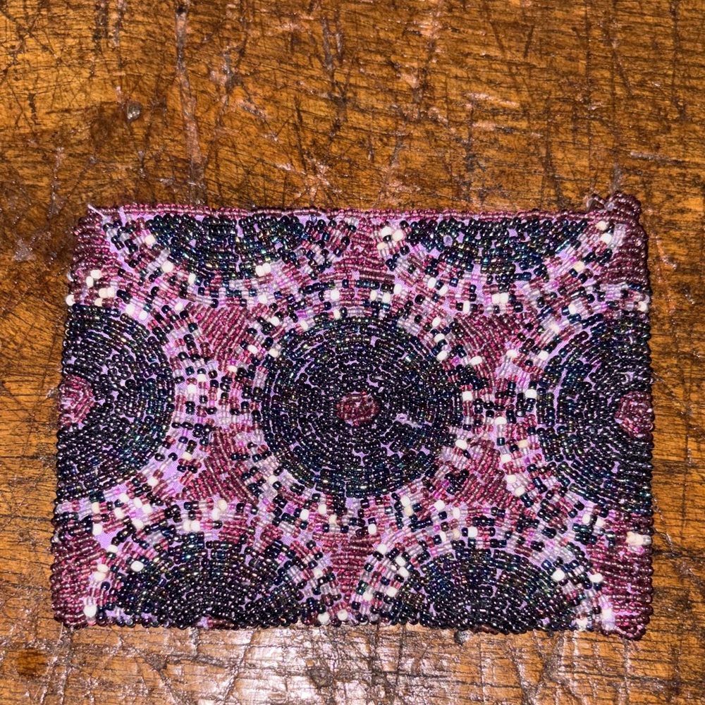 Beaded Pink and Black Geometric Patch